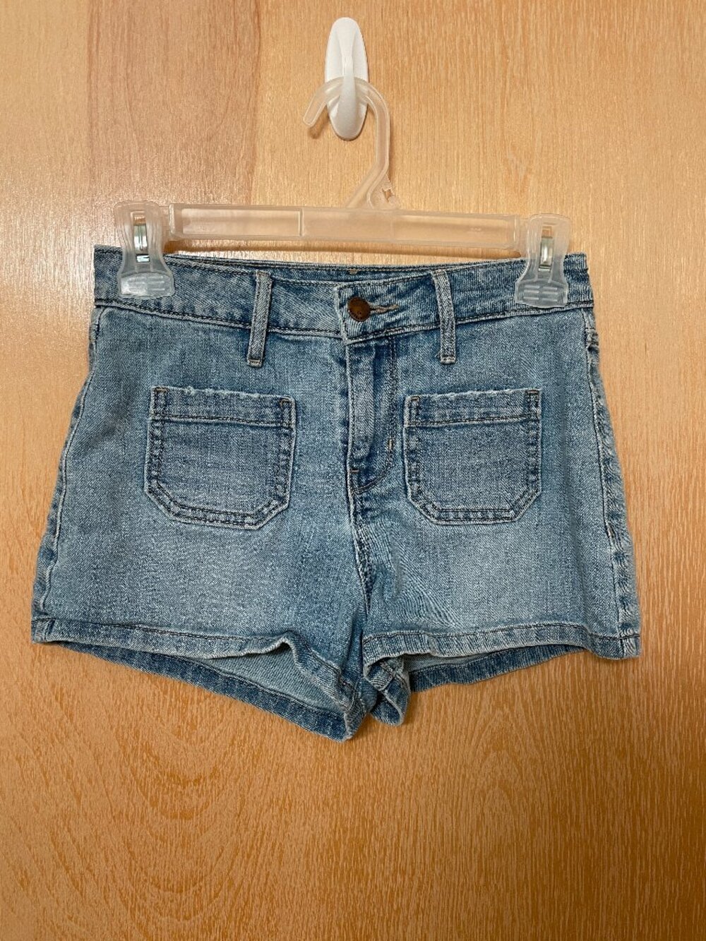 light wash denim shorts